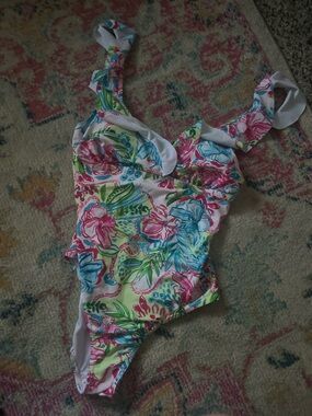 Large Multicolor Floral Ruffle Swimsuit